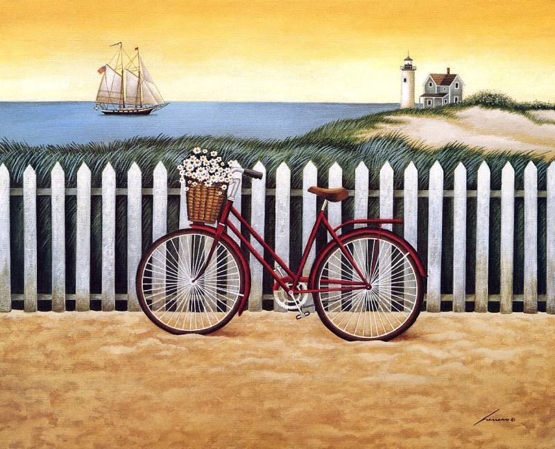 Red Bicycle on Beach