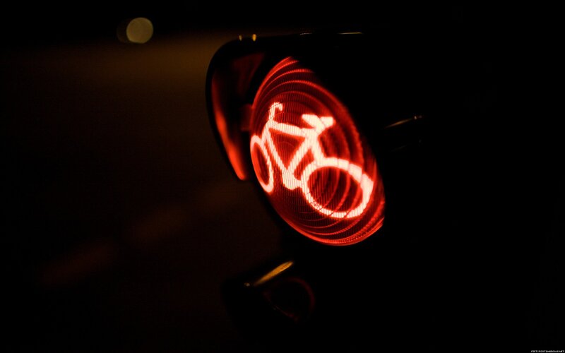 Red Bicycle Traffic Light — Dramatic