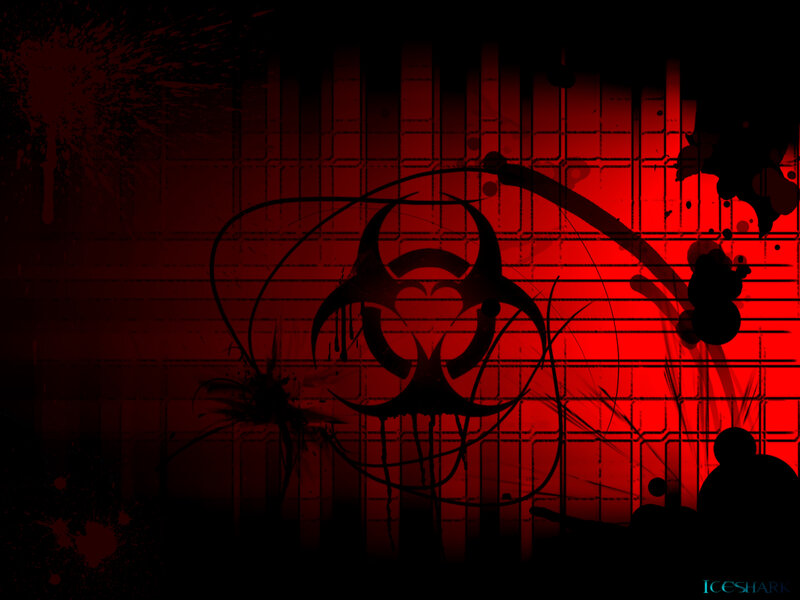 Red biohazard warning background