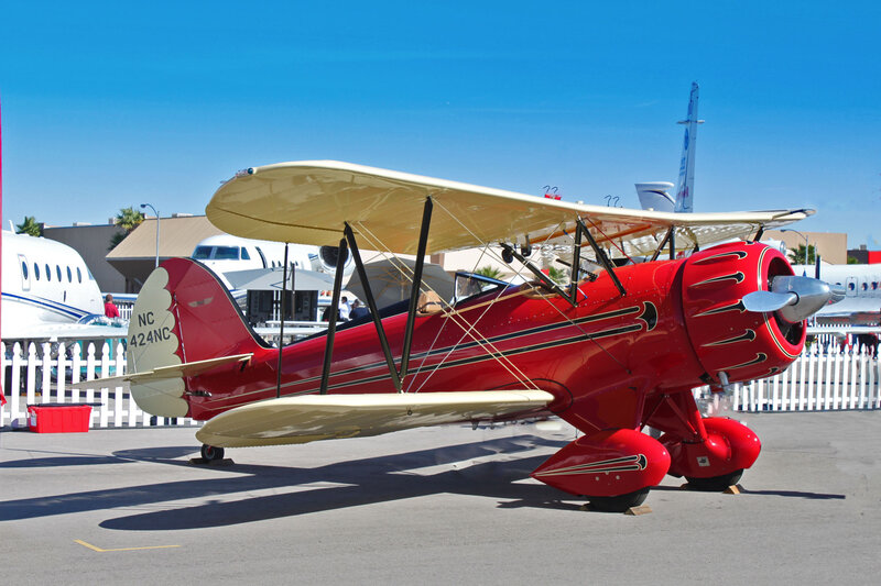 Red Biplane Aircraft — Bright