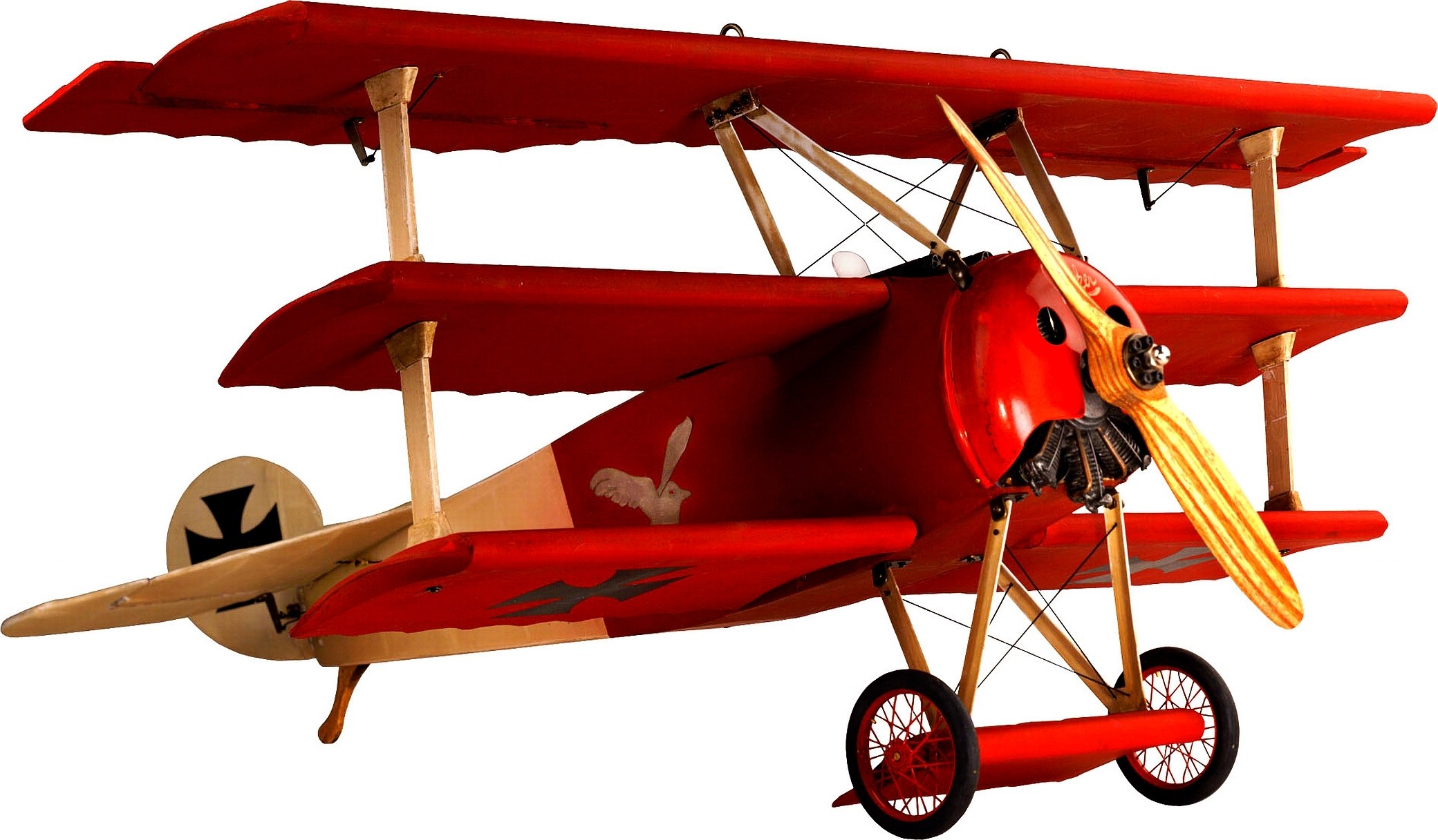 Red biplane fighter aircraft