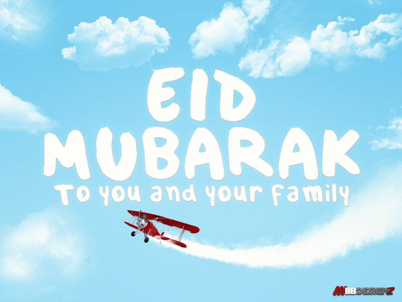 Red Biplane in Sky — Blue