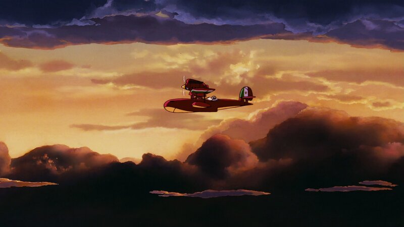 Red Biplane in Sky — Orange