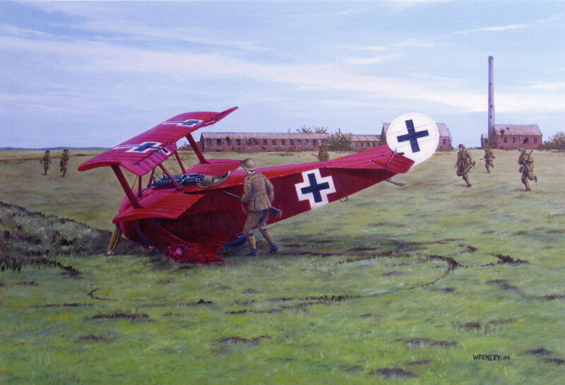 Red Biplane on Field