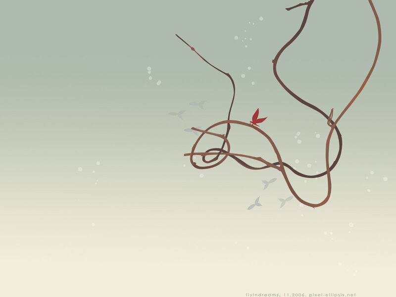 Red bird on a vine