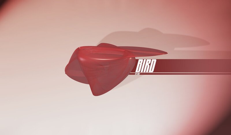 Red bird-shaped object