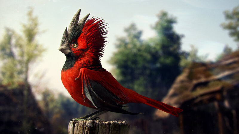 Red Bird with Crest