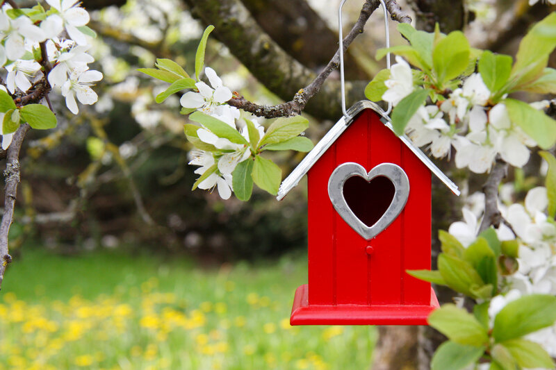 Red Birdhouse with Heart