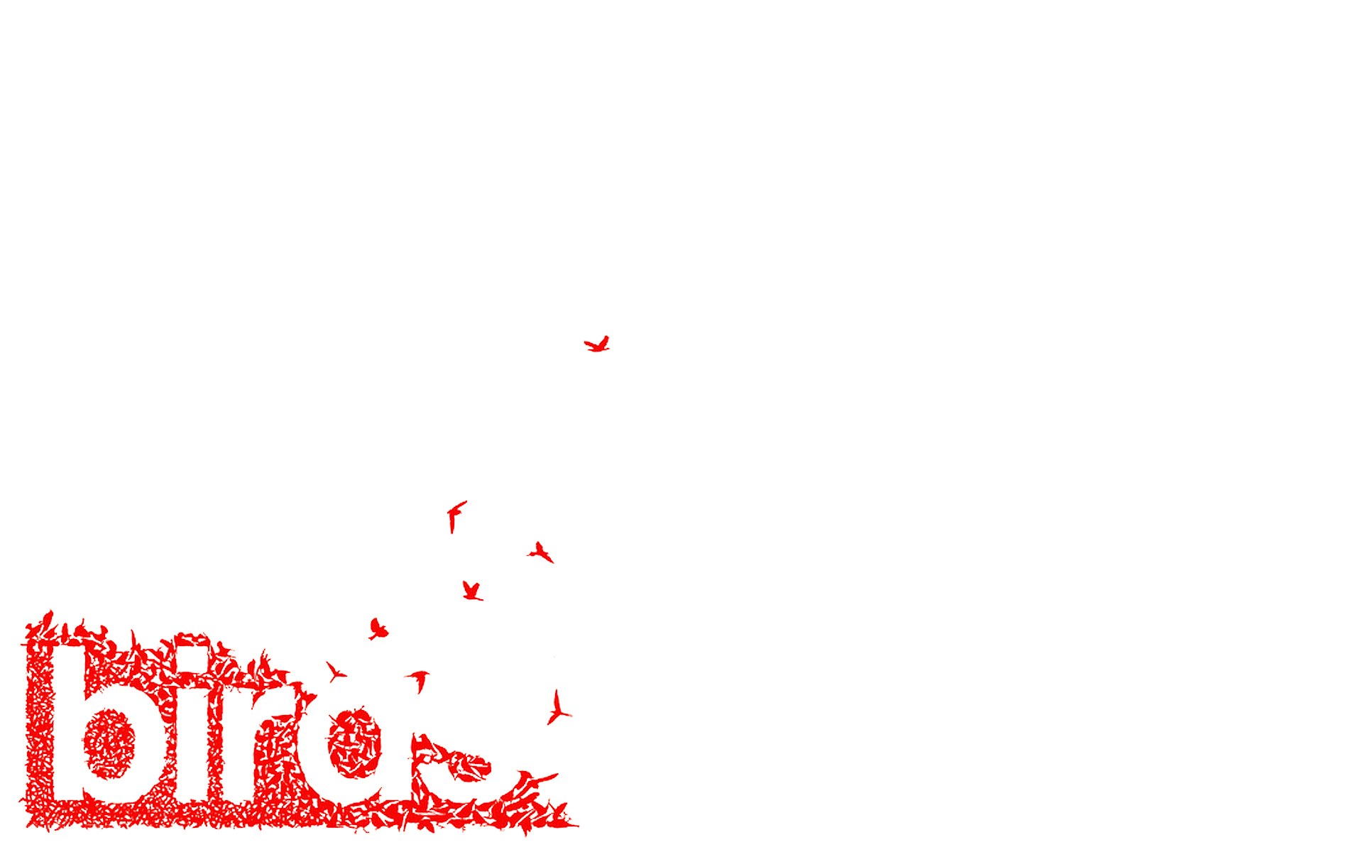 red birds flying from text