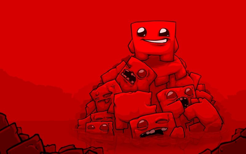 Red block creatures in lava