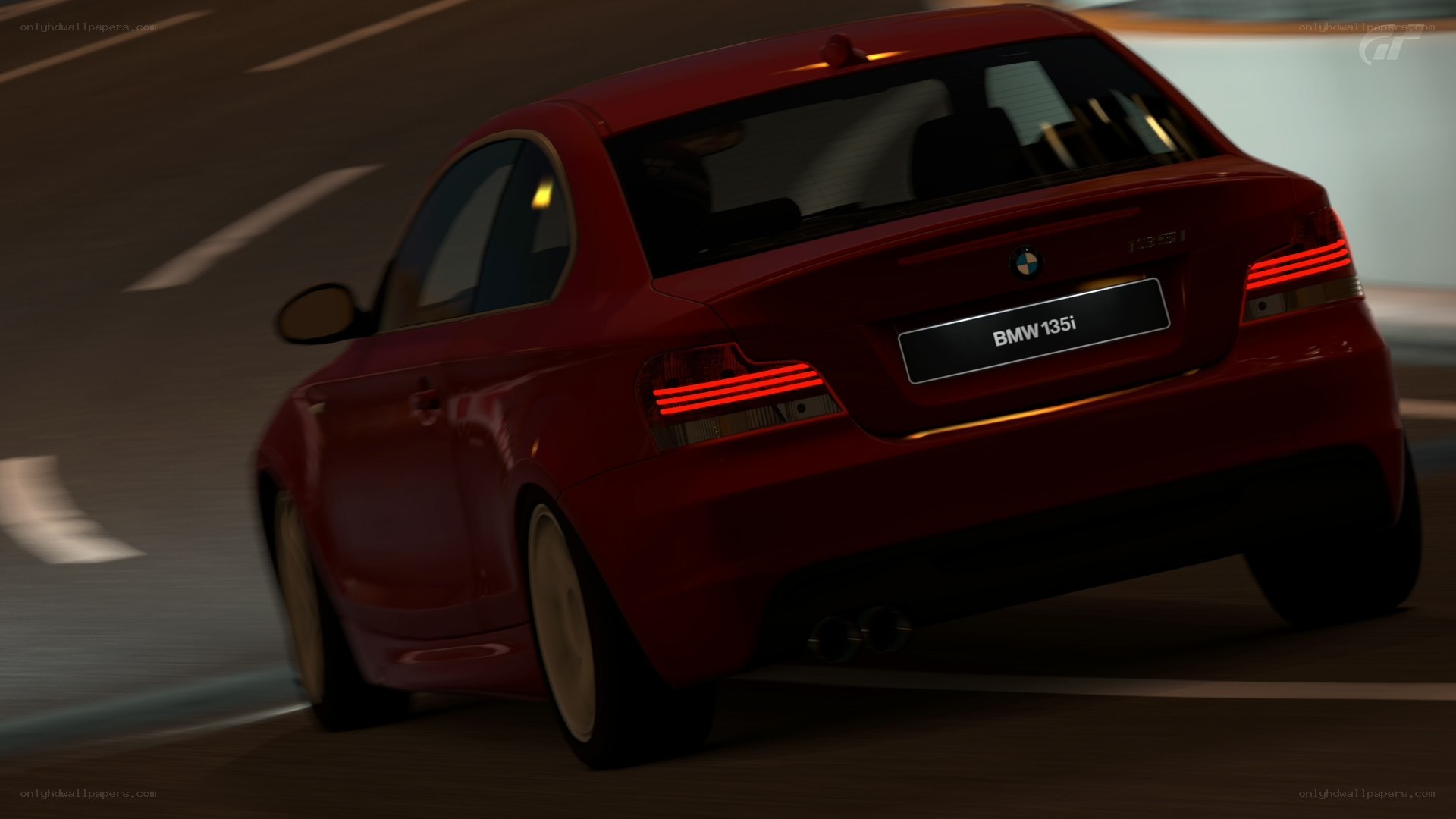 Red BMW 135i in motion