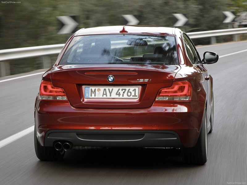 Red BMW 135i in motion
