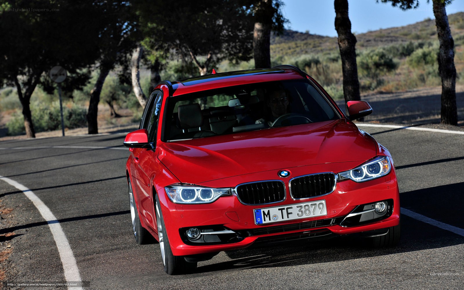 Red BMW 3 Series on a road