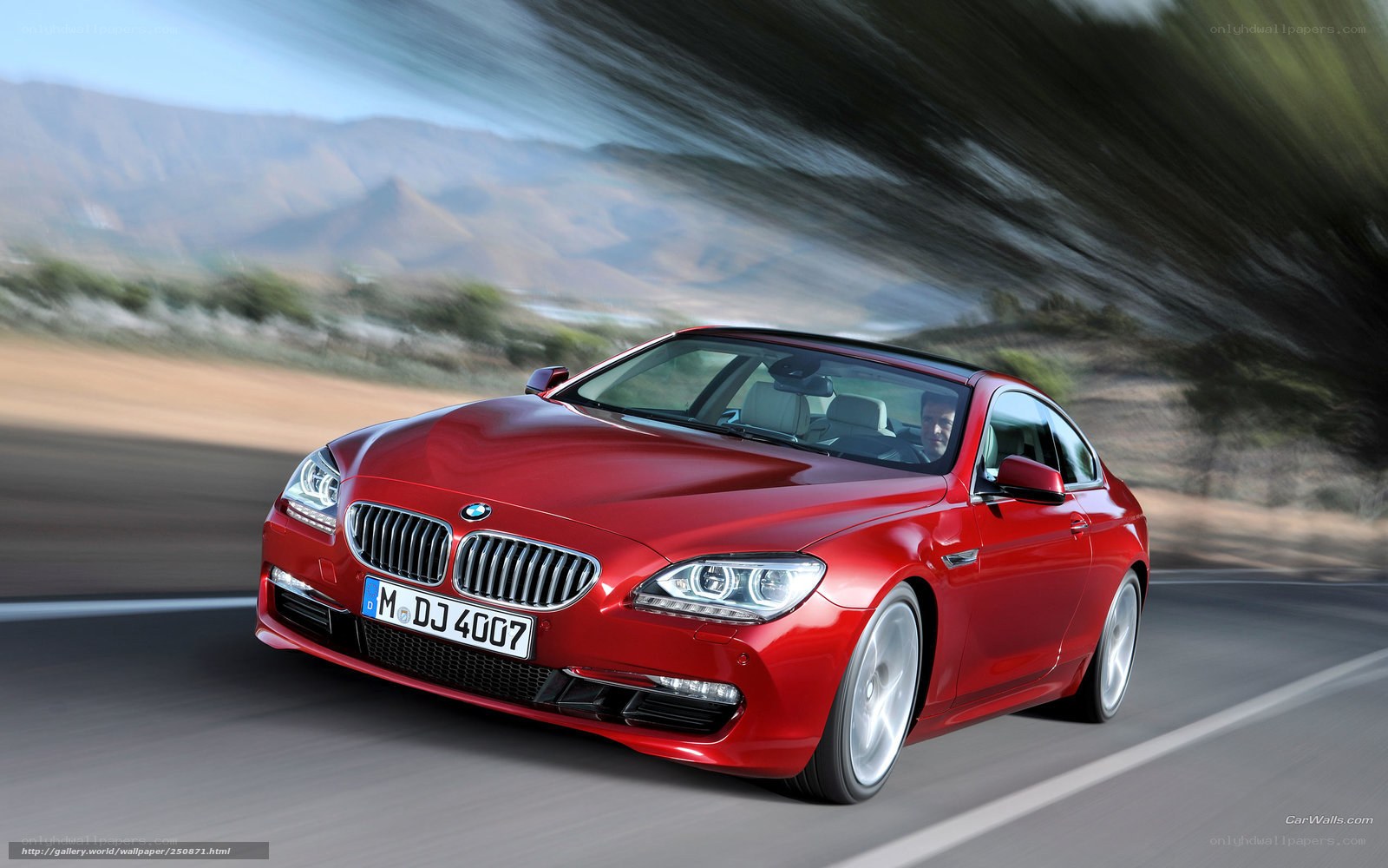 Red BMW 6 Series in motion