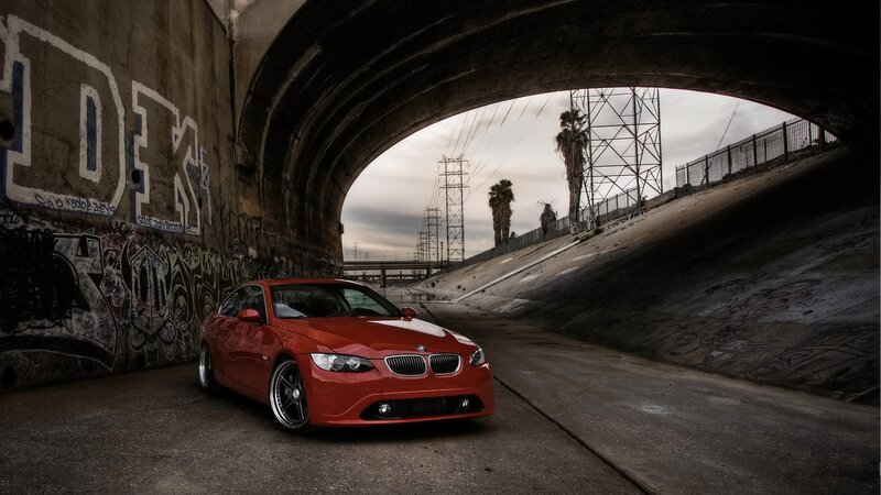 Red Bmw Car — Dramatic, Afternoon, Photograph