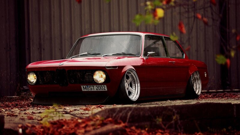 Red Bmw Car — Dramatic, Autumn