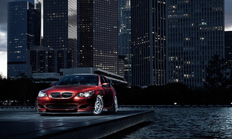 Red Bmw Car — Dramatic, Night