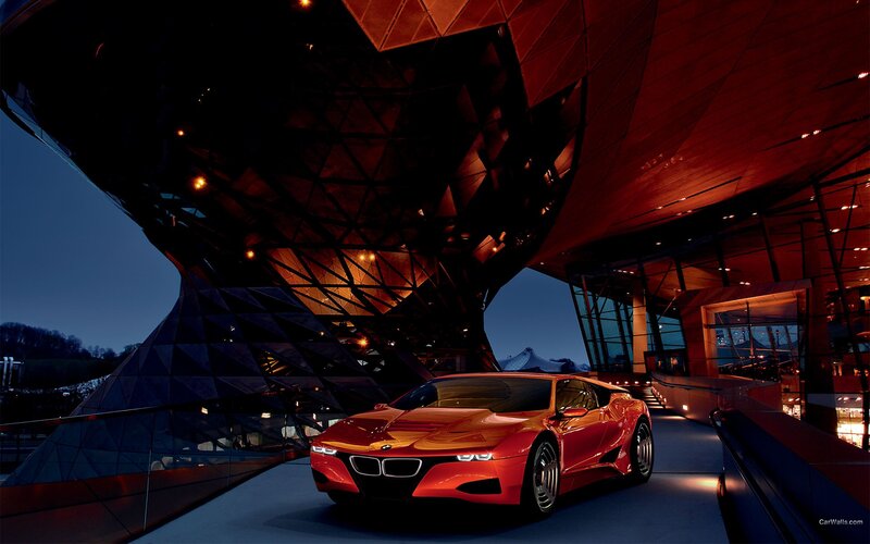 Red BMW concept car at night