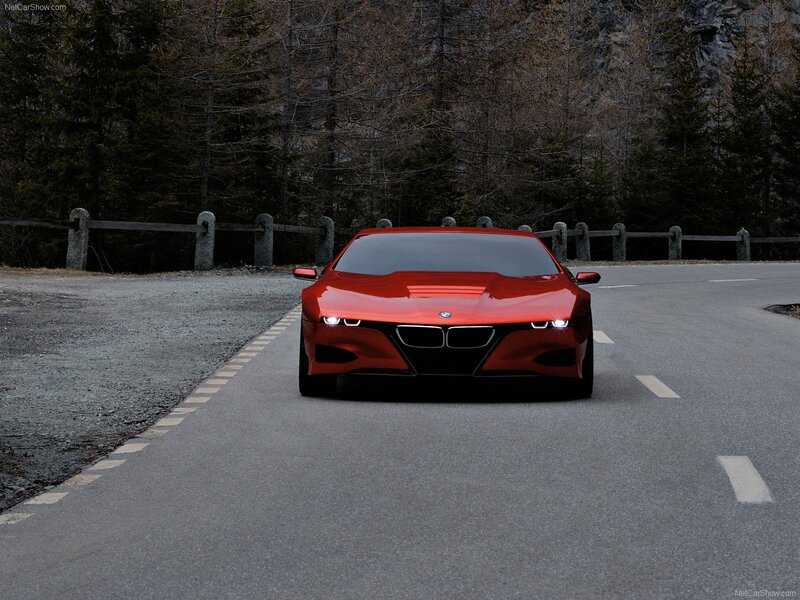 Red Bmw Concept Car — Dramatic, Photograph, Road, Trees