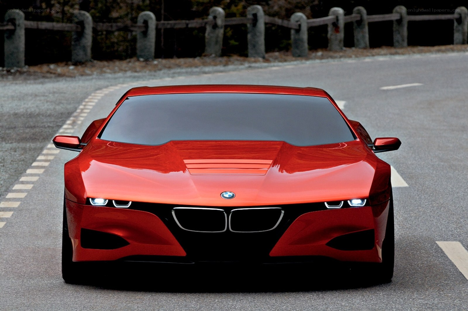 Red BMW concept car on road