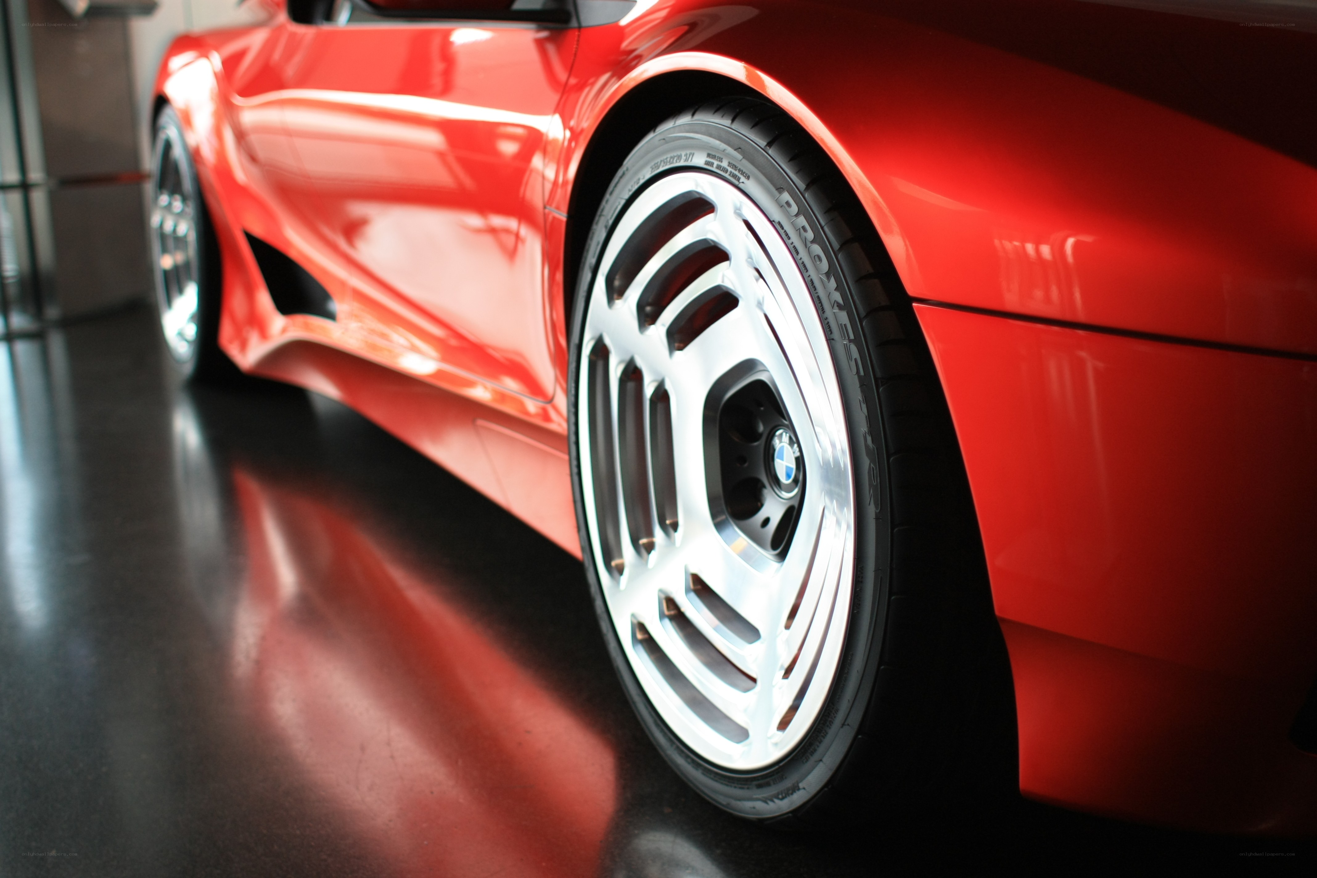 Red BMW concept car wheel