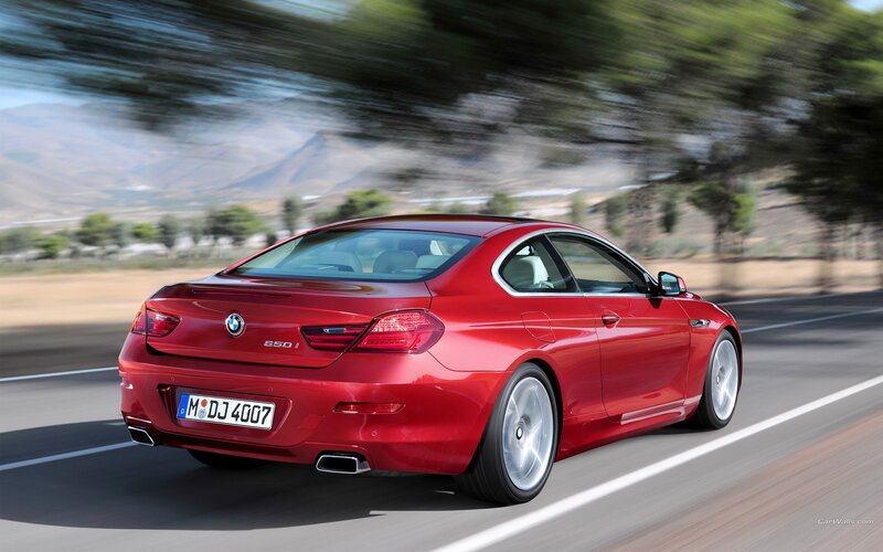 Red BMW Coupe — Dynamic, Afternoon, Photograph, Car, Road, Trees, Black, Gray