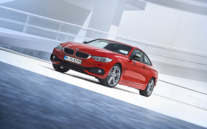 Red BMW Coupe — Dynamic, Photograph, Car, Building
