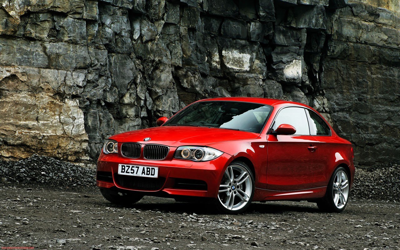 Red BMW coupe parked