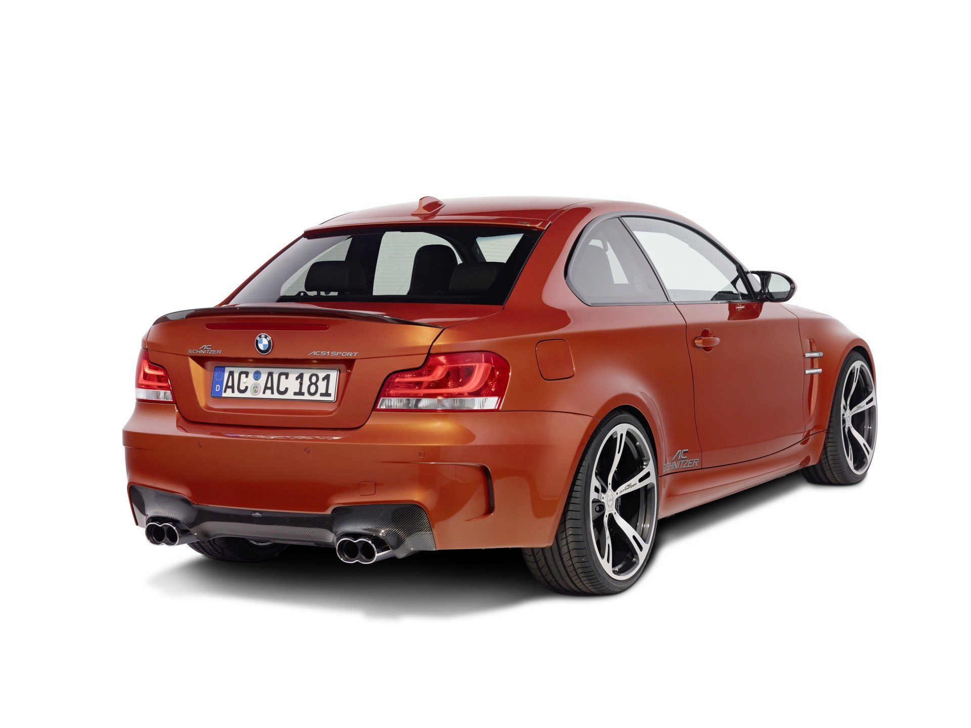 red bmw coupe rear view