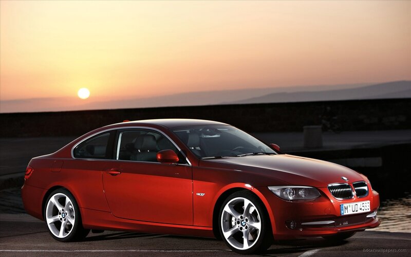 Red BMW Coupe — Serene, Sunset, Photograph