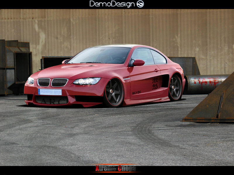 red bmw coupe with custom body kit