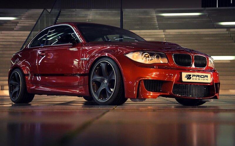 Red BMW coupe with Prior Design