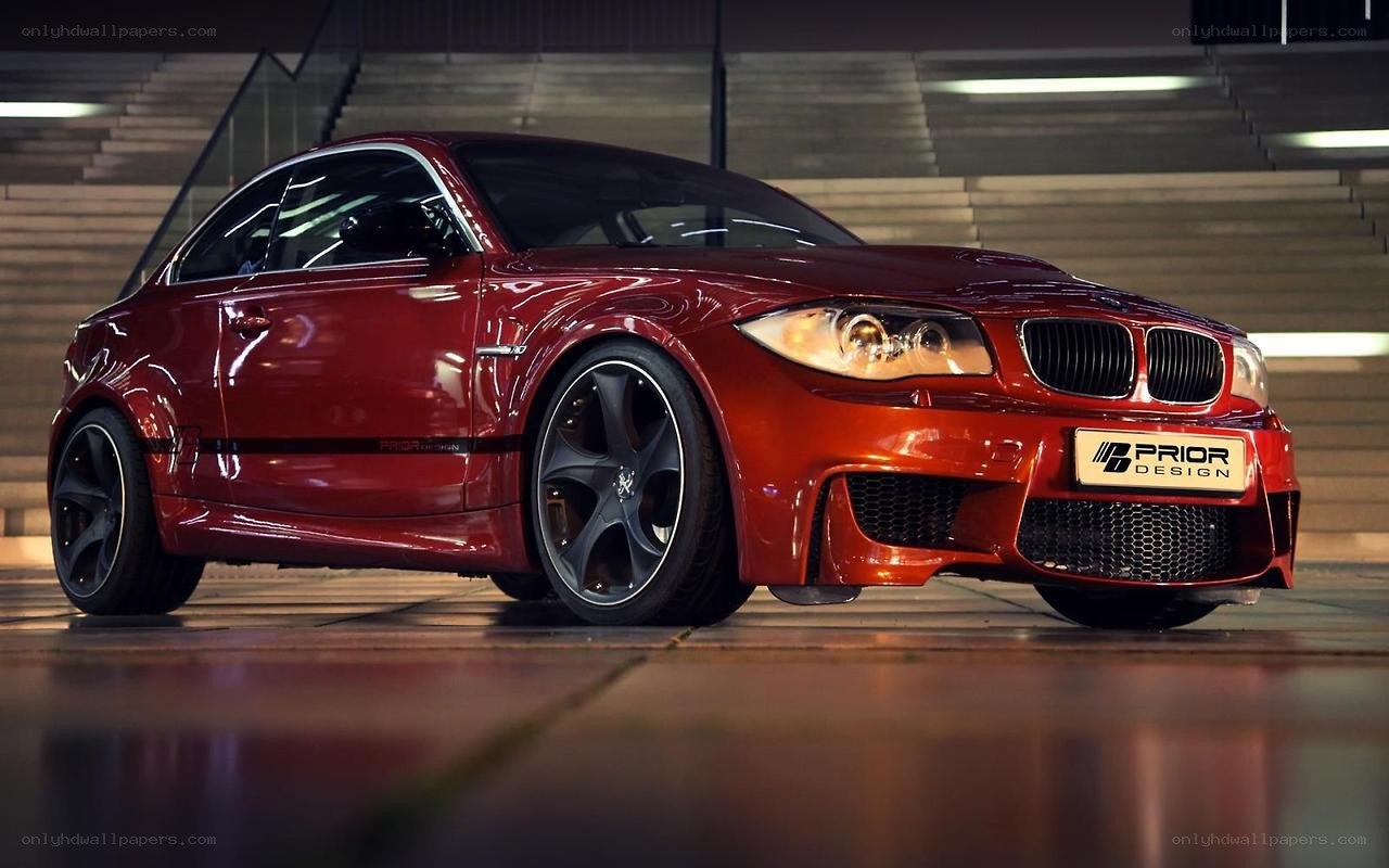 Red BMW coupe with Prior Design