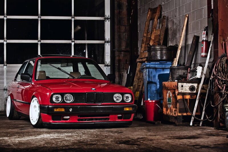 Red Bmw E30 Car — Dramatic