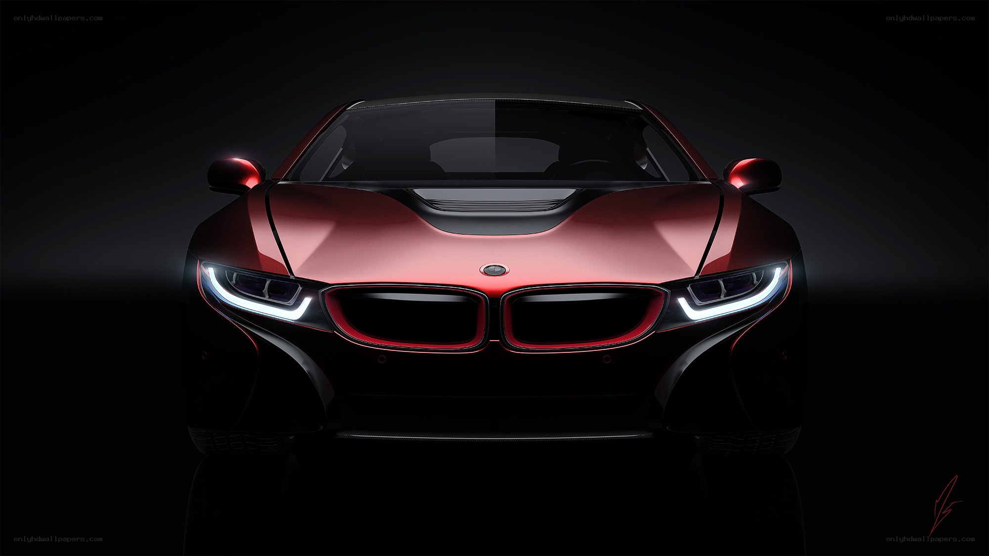red bmw i8 sports car