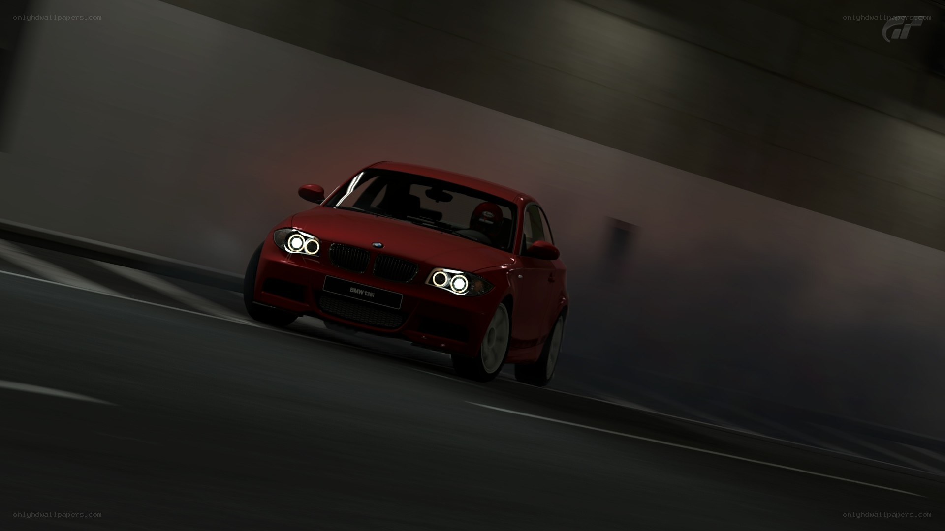 Red BMW in tunnel