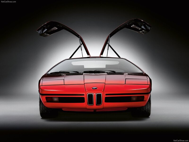 Red BMW M1 with gullwing doors
