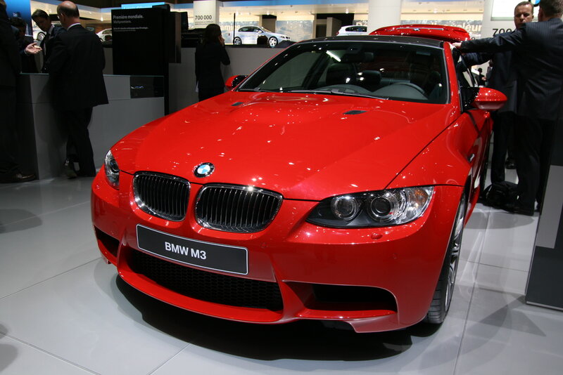 Red BMW M3 at auto show