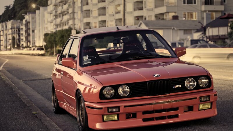 Red Bmw M3 Car — Dramatic, Sunset