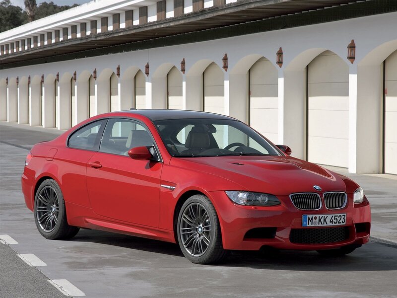 Red Bmw M3 Coupe — Calm, Afternoon, Photograph, Car, Building