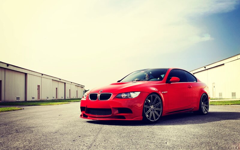 Red Bmw M3 Coupe — Dramatic, Afternoon, Photograph, Car, Building