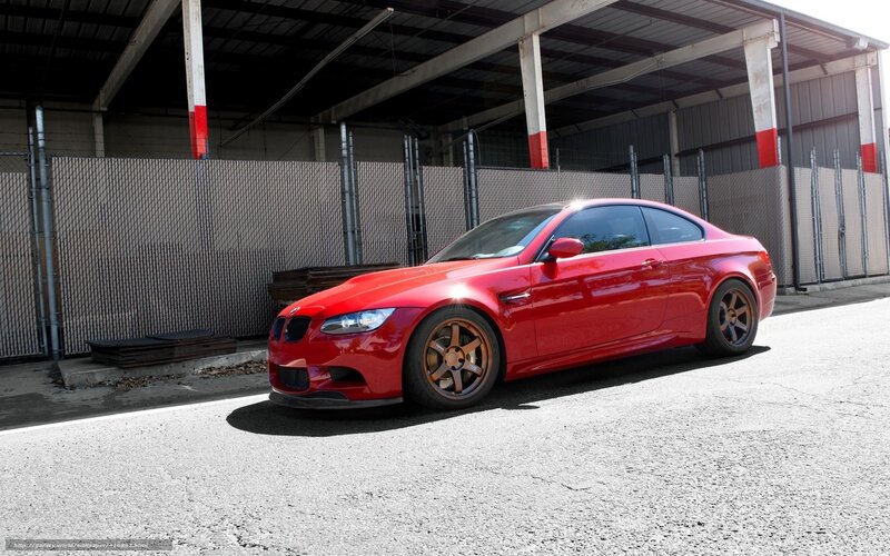 Red BMW M3 Coupe — Dramatic, Afternoon, Photograph, Car, Fence