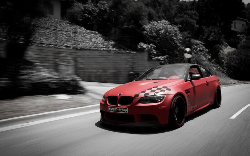 Red Bmw M3 Coupe — Dynamic, Photograph, Car, Road