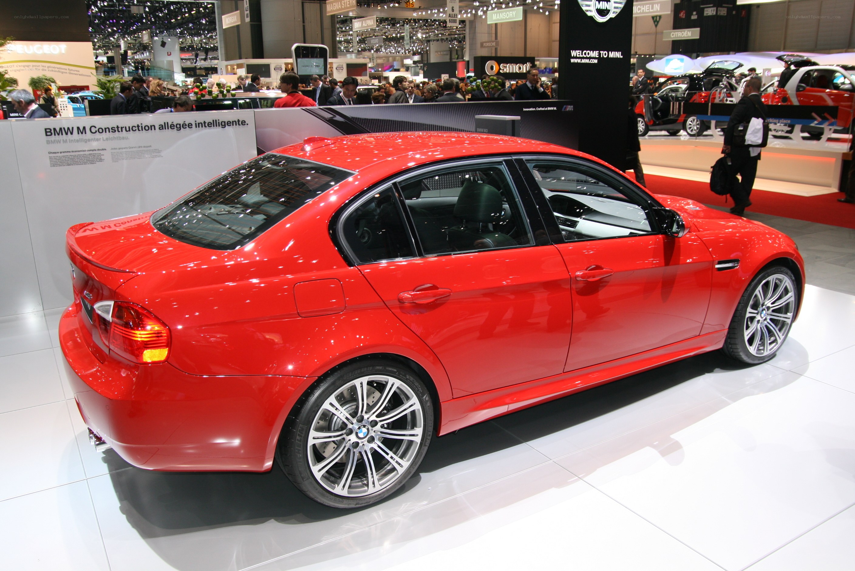 Red BMW M3 on display