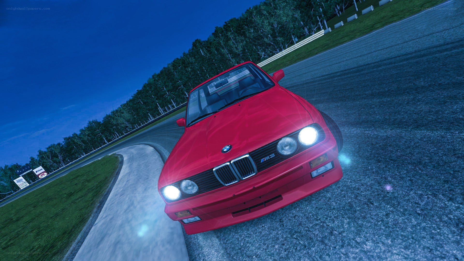 red bmw m3 on racetrack