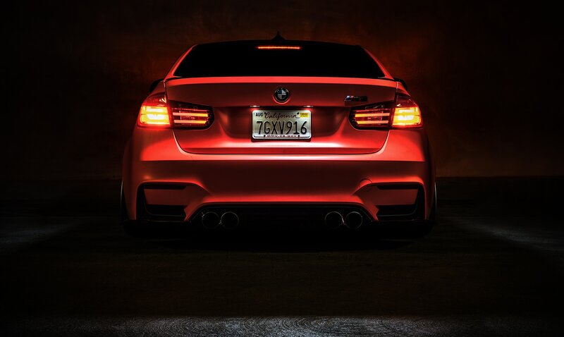 Red BMW M3 Sedan — Dramatic, Night