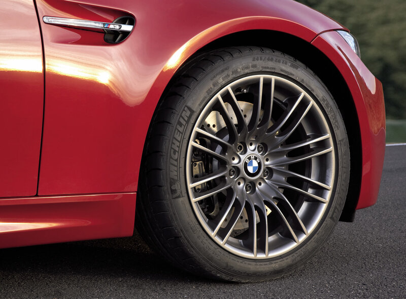 Red BMW M3 wheel detail