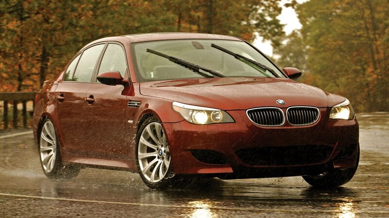 Red BMW M5 Sedan — Dramatic, Autumn, Photograph