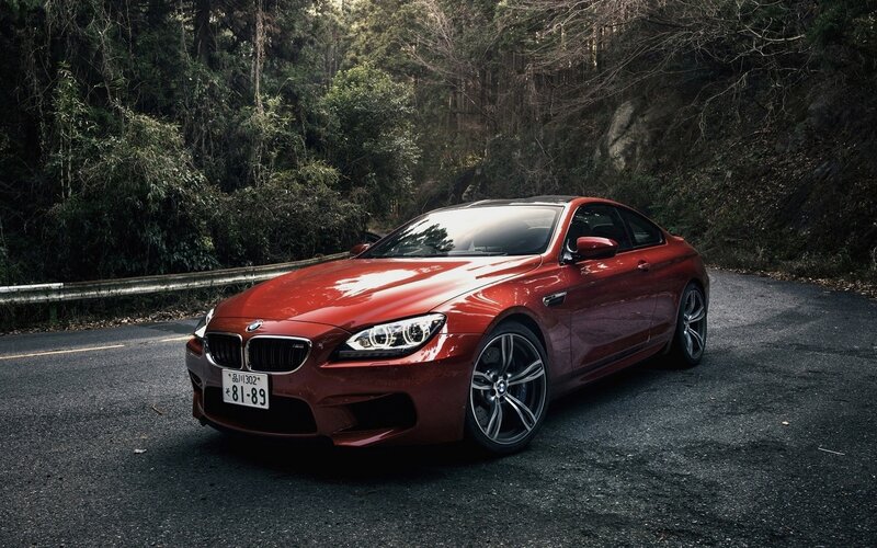 Red Bmw M6 Coupe — Dramatic, Photograph, Car, Road, Forest