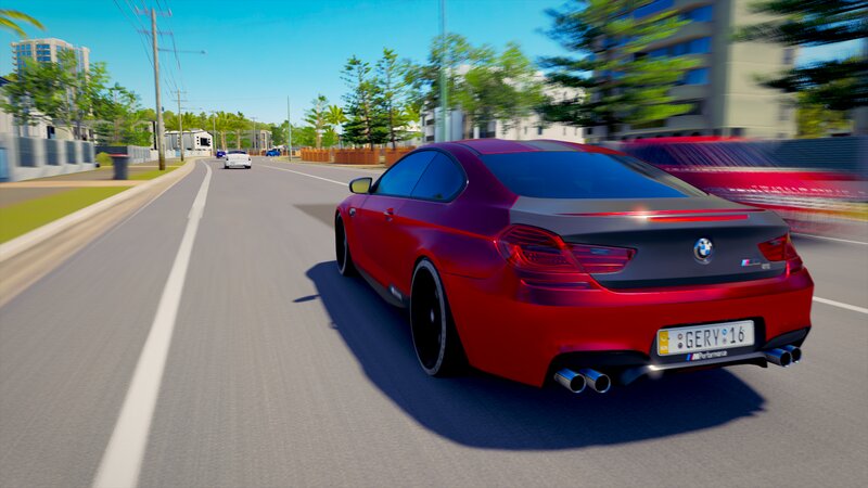 Red Bmw M6 Coupe — Dynamic, Afternoon, 3d Render, Car